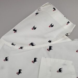 Ben Sherman British Bulldog Print Short Sleeve Button Down Shirt - White - Sz S